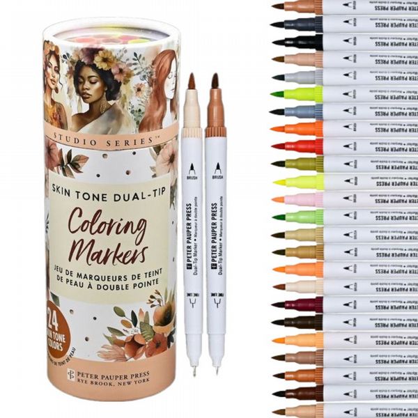 Peter Pauper Studio Series Dual-Tip Skin Tone Markers (Set of 24)